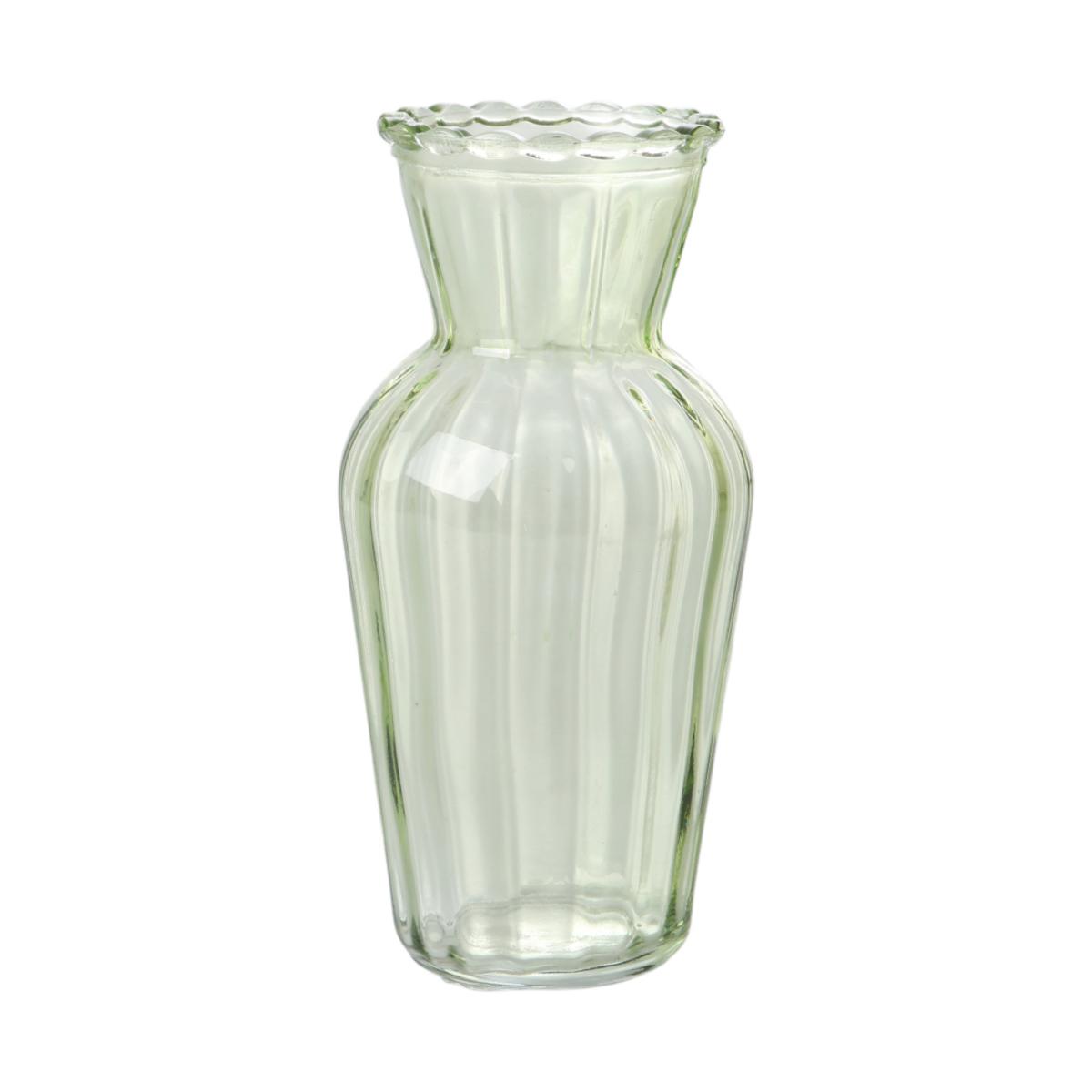 Vase konisch mit Rillen grün