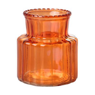Tischvase mit Rillen orange
