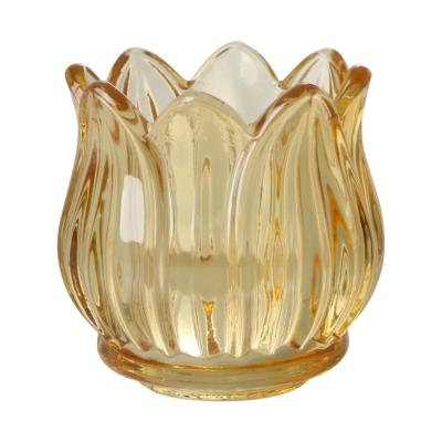 Teelichtglas Tulpenkopf gelb