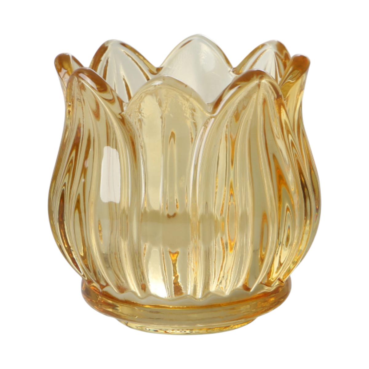 Teelichtglas Tulpenkopf gelb