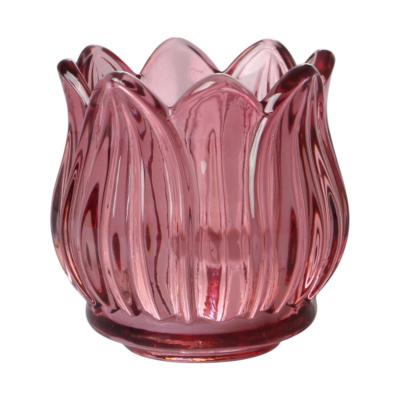 Teelichtglas Tulpenkopf lila