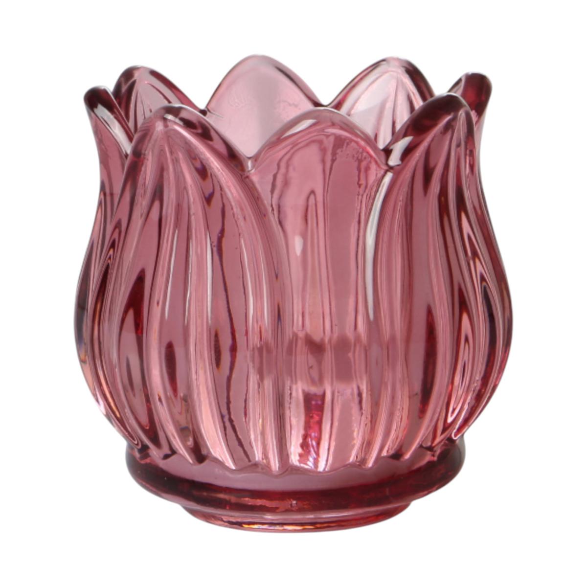Teelichtglas Tulpenkopf lila