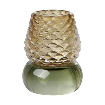 Teelichtglas Zapfen grün