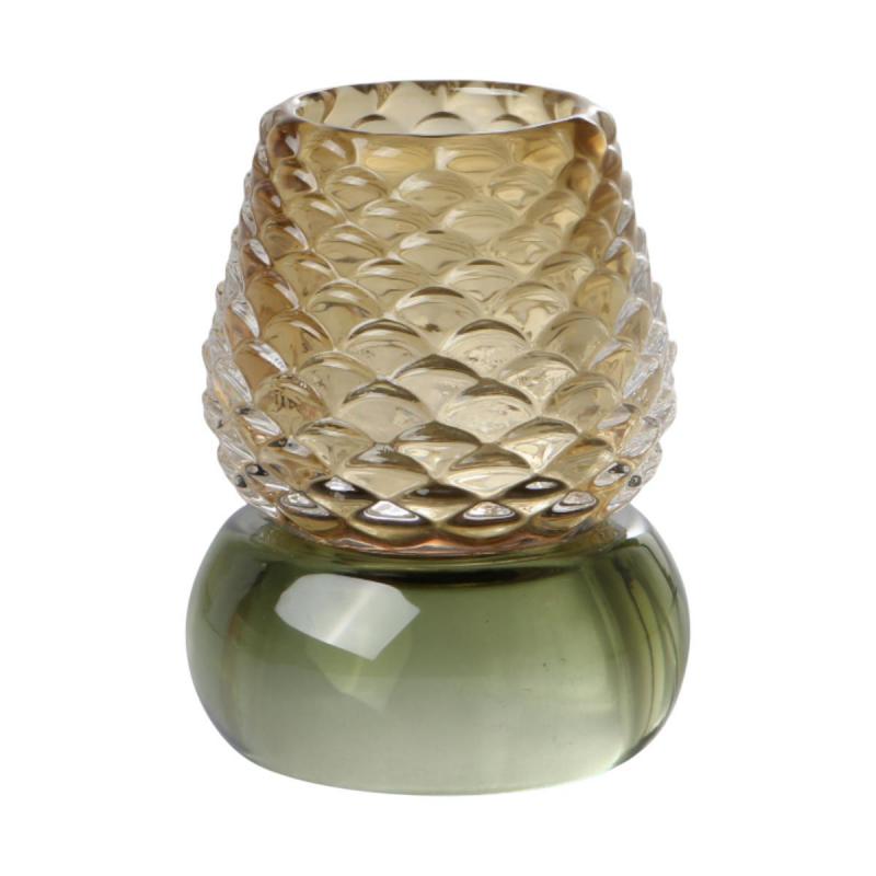 Teelichtglas Zapfen grün