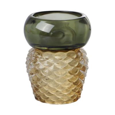 Teelichtglas Zapfen grün