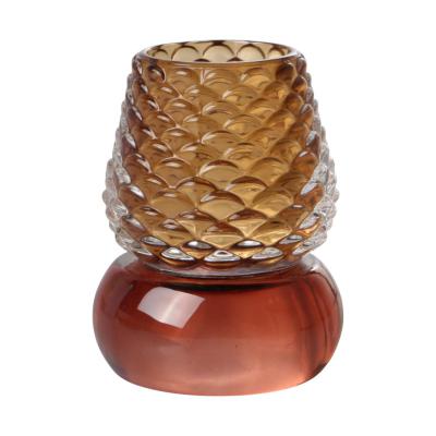 Teelichtglas Zapfen braun