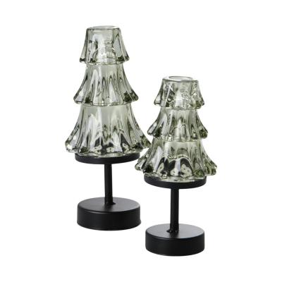 LED-Baum Teelicht auf St&auml;nder gr&uuml;n