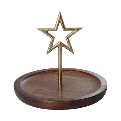 Holzbrett mit Stern gold