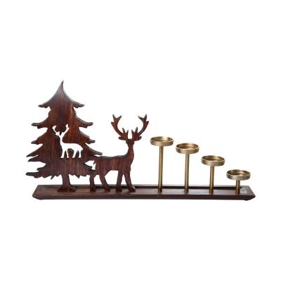 Kerzenhalter mit Hirsch & Tanne