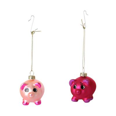 Glasschmuck Schwein rosa/pink gemischt