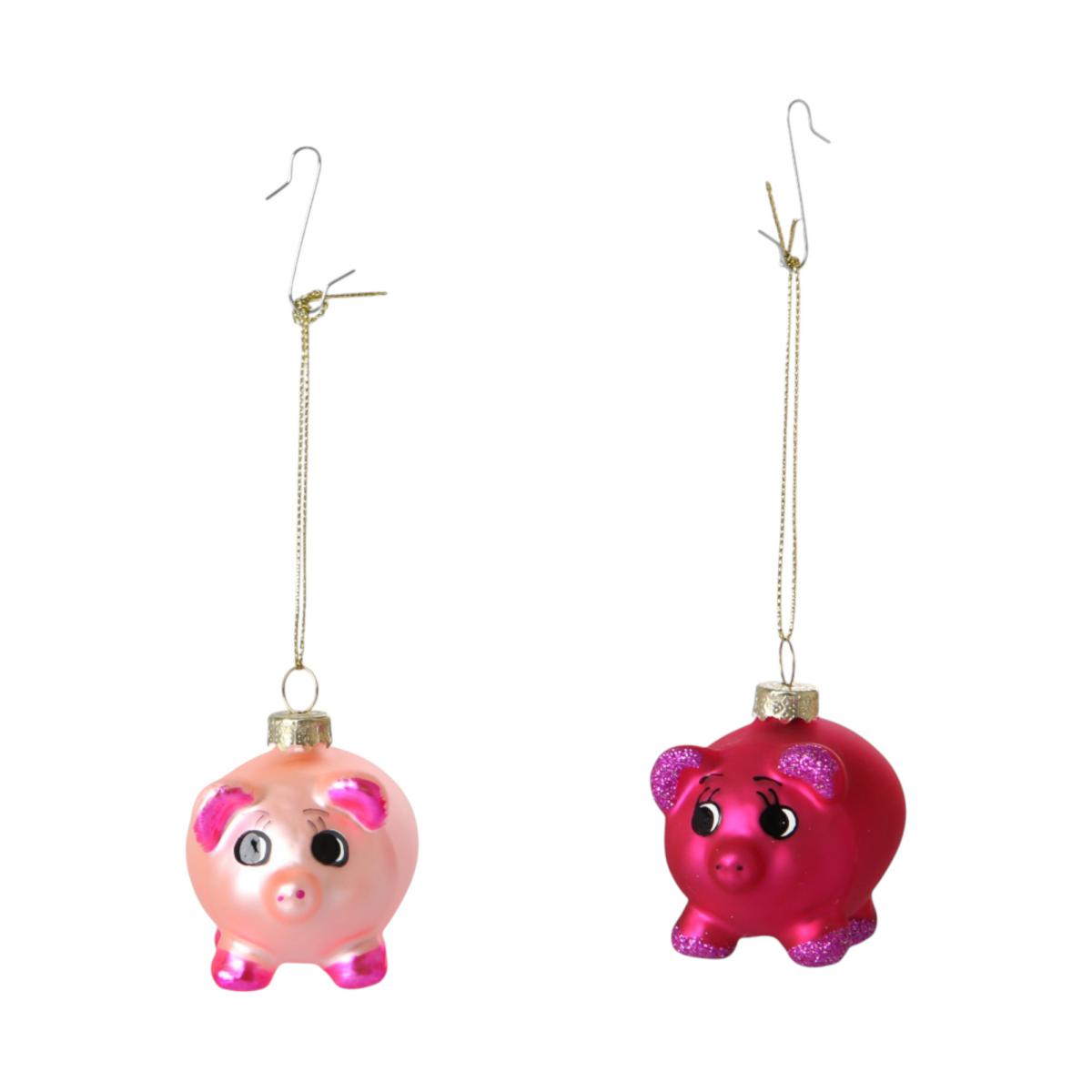 Glasschmuck Schwein rosa/pink gemischt