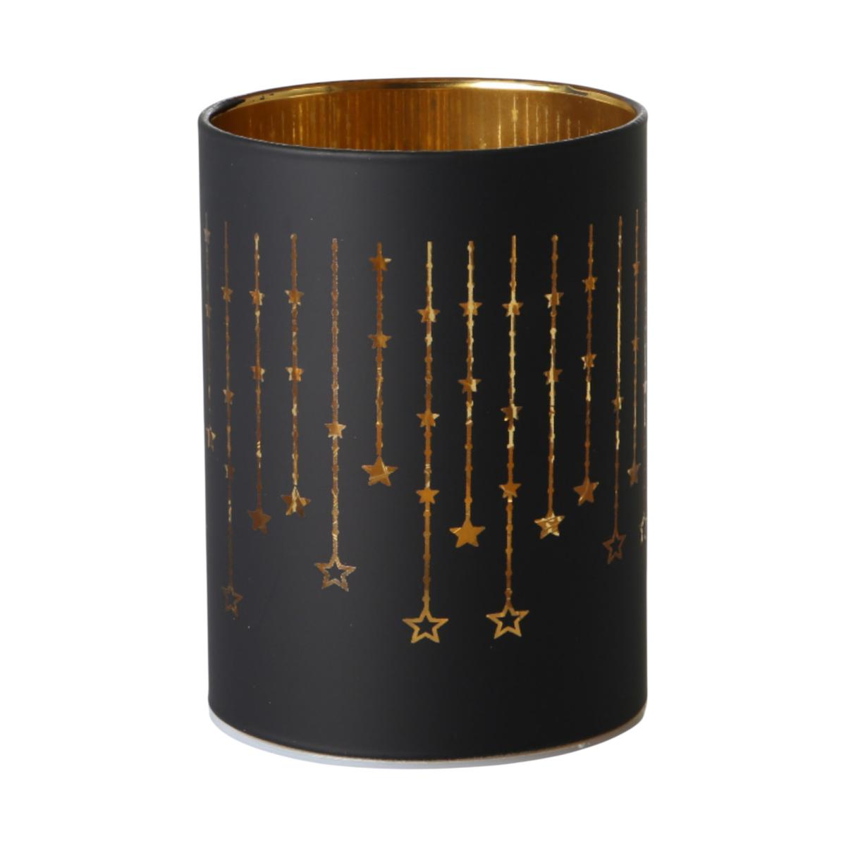 LED-Teelicht mit Sternen schwarz