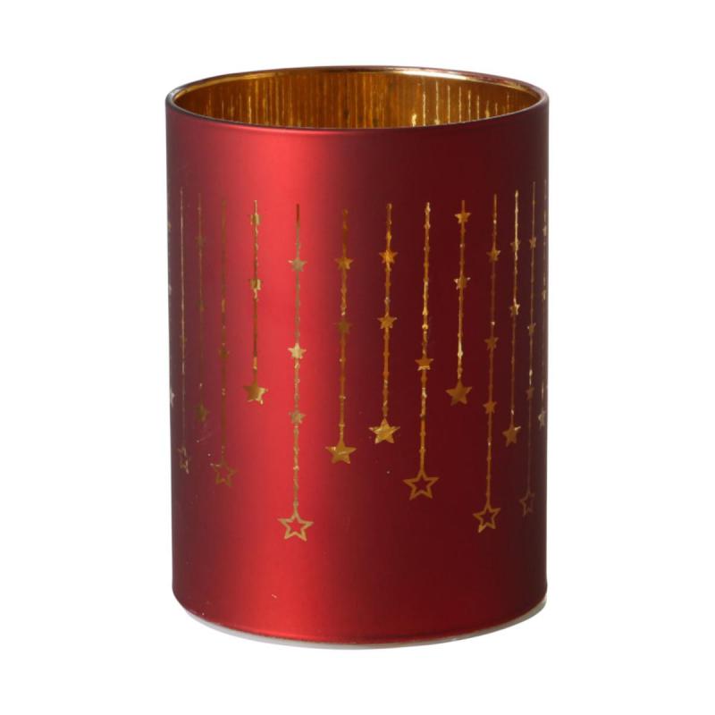 LED-Teelicht mit Sternen burgundy