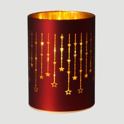 LED-Teelicht mit Sternen burgundy