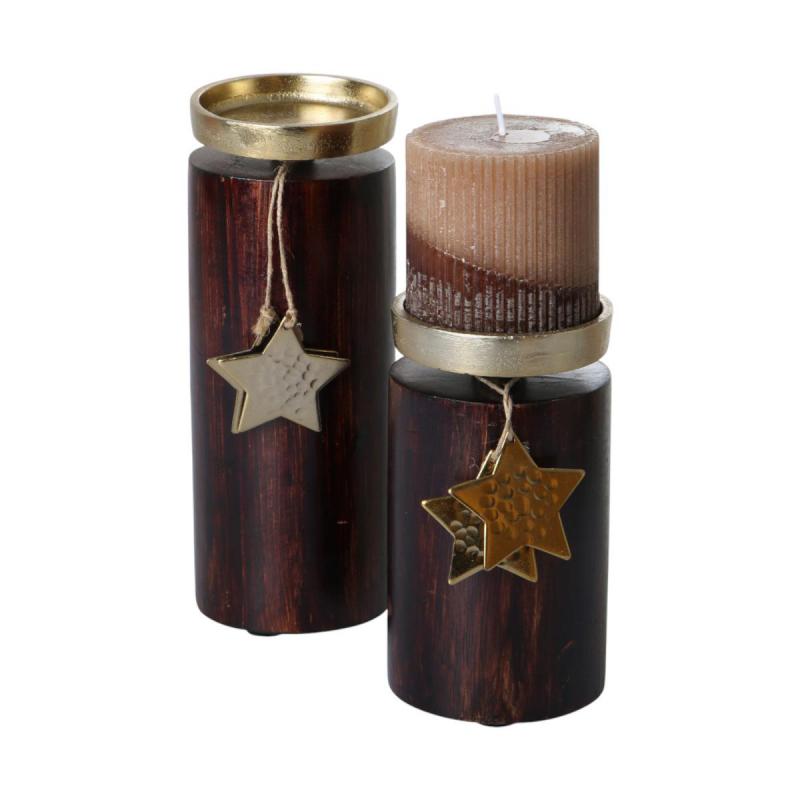 Kerzenaufsteller mit Sternen gold